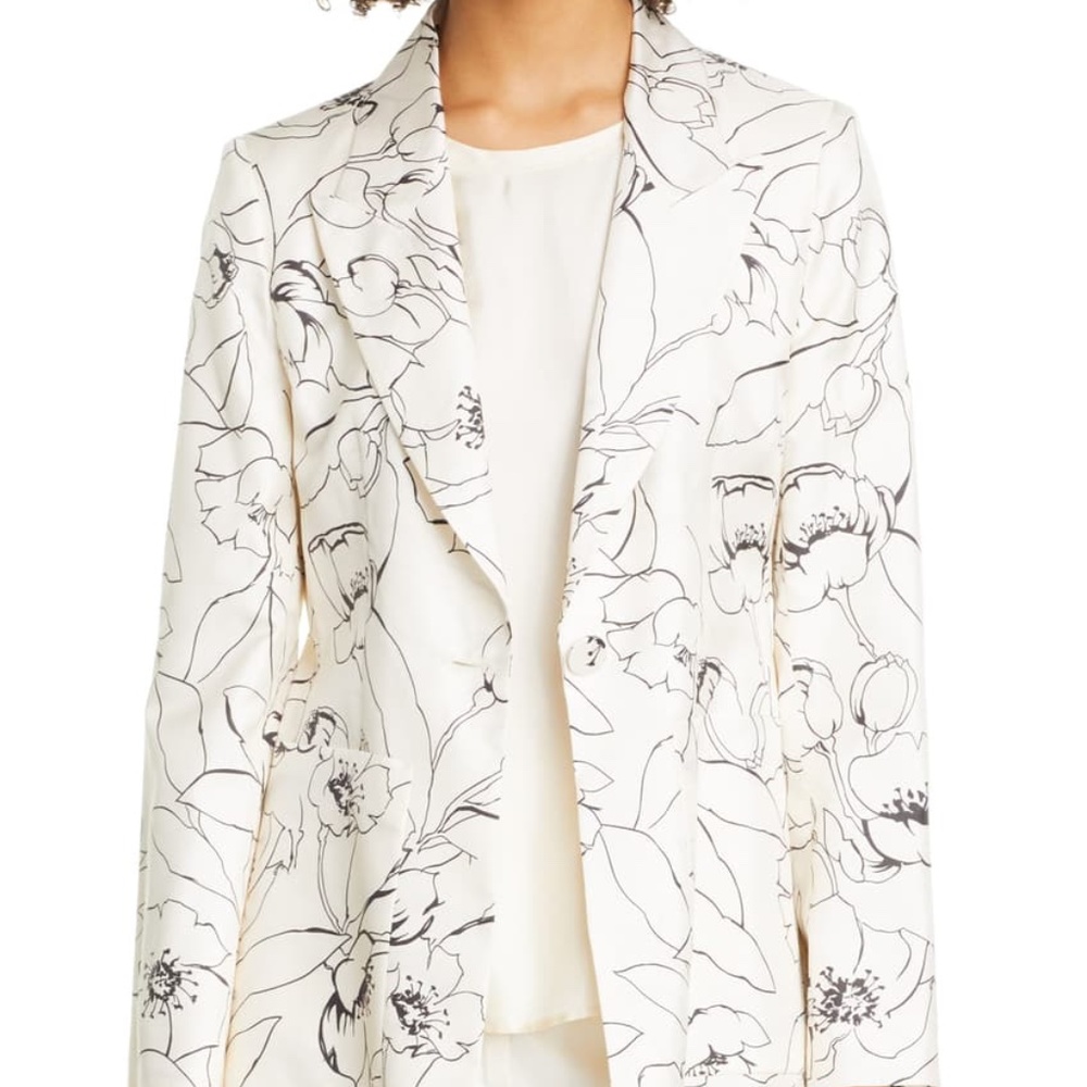 Nordstrom Seventy Venezia Floral Print Silk Luxury Blazer